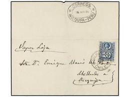 CHILE. Sc.23. 1884. VALPARAISO A AREQUIPA. 10 Cts. Azul, Manuscrito ´Vapor Loja´, Al Dorso Fechador De Llegada A Arequip - Other & Unclassified