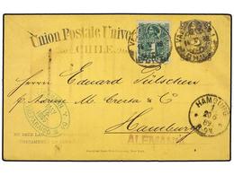 CHILE. Sc.25. 1889. VALPARAISO A ALEMANIA. Entero Postal De 2 Ctvos. Gris Con Franqueo Adicional De 1 Ctvo. Verde. - Other & Unclassified