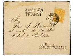 CHILE. Sc.29. 1890. VALPARAISO A HABANA (Cuba). 10 Cts. Naranja, Vía Panama, New York Y Jamaica, Al Dorso Llegada. Rara - Altri & Non Classificati