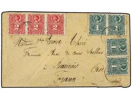 CHILE. Sc.25 (4), 26 (3). (1892 CA.). TALCAHUANO A FRANCIA. 1 Ctvo. Verde (4) Y 2 Cts. Rosa (3). - Other & Unclassified