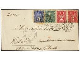 CHILE. Sc.37, 38 (2), 28. 1894. VALDIVIA A SAN MARINO Y Reexpedida A ITALIA. 1 Cto. Verde, 2 Cts. Rojo (2) Y 5 Cts. Azul - Otros & Sin Clasificación