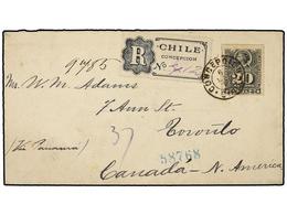 CHILE. Sc.31. 1895. CONCEPCION A TORONTO (Canada). 20 Cts. Gris, Carta Certificada, Al Dorso Llegada. Rara Destinacion. - Other & Unclassified