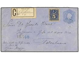 CHILE. Sc.27. 1895. VILOS A TALCAHUANO. Entero Postal De 10 Cts. Azul Con Franqueo Adicional De 5 Cts. Azul Al Dorso Lle - Otros & Sin Clasificación