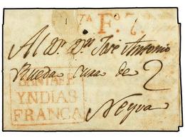 COLOMBIA. 1810 (6 Marzo). SANTA FE A NEYVA. Carta Completa Con Texto, Marcas SANTA FE/YNDIAS/FRANCA Y VA. Fº 7 (VIVA FER - Autres & Non Classés