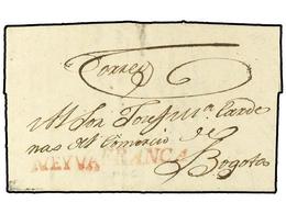 COLOMBIA. 1826(12 Febrero). NEIVA A BOGOTA. Marcas NEYVA FRANCA (PE 1 Y 2) En Rojo. MUY RARA. - Other & Unclassified