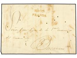 COLOMBIA. 1836 (13 Abril). JIRON A BUCARAMANGA. Marca JIRON/FRANCA En Rojo. Leves Agujeros Producidos Por La Polilla. MA - Other & Unclassified