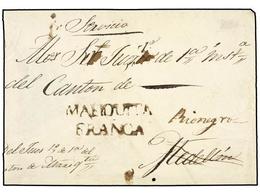 COLOMBIA. (1840 CA.). Sobre Circulado A MEDELLÍN Y Reexpedida A RIO NEGRO. Marca MARIQUITA/FRANCA En Negro. MUY RARA. Ex - Autres & Non Classés