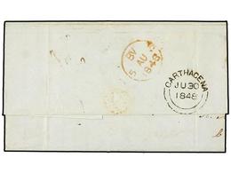 COLOMBIA. 1848. SANTA MARTA To LONDON. With Clear CARTHAGENA B.P.O. Cds. On Back. - Other & Unclassified