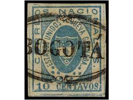 ° COLOMBIA. Yv.12. 1861. 10 Ctvos. Azul. MARGENES EXCEPCIONALES. Yvert.450€. - Andere & Zonder Classificatie