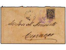 COLOMBIA. 1884. Cover To CURACAO Franked By Single Imperforate 1881 20 C. Black, Tied By Violet BARRANQUILLA Datestamp. - Autres & Non Classés