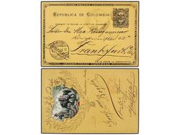 COLOMBIA. 1898. BOGOTA A ALEMANIA. Entero Postal De 2 Ctvos. Con Ilustracion Al Dorso ´GRUSS AUS BOGOTA´. MUY RARO. - Autres & Non Classés