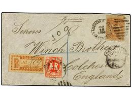 COLOMBIA. Yv.112. 1898. CARTAGENA A INGLATERRA. 20 Ctvos. Castaño Amarillo Y Sellos De 10 Ctvos. De Certificado Y De 5 C - Autres & Non Classés