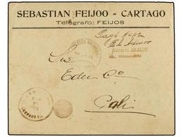 COLOMBIA. 1915. CARTAGO A CALI. Manuscrito ´Pago 0,02´ Y Firma Estampillada Del Administrador Y Fechador De CARTAGO, Ind - Autres & Non Classés