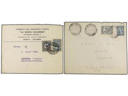 COLOMBIA. 1925-28. SCADTA. COLOMBIA A ESPAÑA. 6 Cartas Con Sellos De 1 Ctvo., 3 Ctvos. Y 4 Ctvos. Y Sello De 30 Ctvos. A - Other & Unclassified