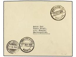 COLOMBIA. 1932. CAUCAYA A BARRANQUILLA. Circulada Por Correo Aéreo Hasta Bogota En Un VUELO MILITAR Experimental (Muller - Other & Unclassified