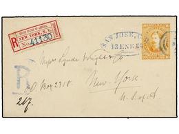 COSTA RICA. 1884. SAN JOSÉ A NEW YORK. Entero Postal De 10 Ctvos. Naranja Circulado Por Correo Certificado, Al Dorso Lle - Altri & Non Classificati