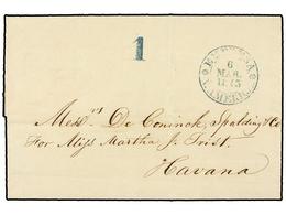 CUBA. 1843. Envuelta Procedente De USA A LA HABANA. Fechador De Entrada EMPRESA/N. AMERICA En Azul. - Autres & Non Classés