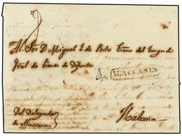 CUBA. 1849. ALACRANES A HABANA. Envuelta (falta Una Solapa Del Dorso). Marca Lineal ALACRANES En Negro (nº 2). - Altri & Non Classificati