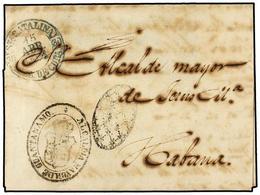 CUBA. 1861. GUANTANAMO A HABANA. Fechador STA. CATALINA/ISLA DE CUBA En Azul Y Marca Ovalada De La Alcaldía De Guantanam - Other & Unclassified