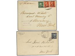 CUBA. 1899. 2 Cartas Circuladas Con Sellos De La Ocupacion USA Y Con Franqueos De 5 Cts. Y 1 Ct.+2 1/2 Cts. (2). MUY BON - Autres & Non Classés