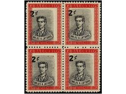 ** CUBA. Ed.523 (4). 1952. 2 Cts. Rojo Y Negro. Bloque De Cuatro. COLOR NEGRO DESPLAZADO. - Autres & Non Classés