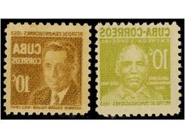 ** CUBA. Ed.570 Y 575ic. 1954. 10 Cts. Castaño Y 10 Cts. Oliva IMPRESION CALADA AL DORSO. - Autres & Non Classés