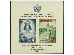 * CUBA. Ed.673ef. 1956. Hojita Bloque SIN EL COLOR AMARILLO, Leves Manchas Del Tiempo. RARÍSIMA, Menos De Una Docena Con - Autres & Non Classés