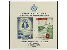 * CUBA. Ed.673. 1956. Hojita Bloque COLOR VERDE DESPLAZADO A LA DERECHA. RARÍSIMA Y No Reseñada. Ex. I. PRATS. Cert. C. - Autres & Non Classés