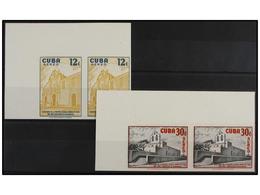 ** CUBA. Ed.723s, 724s. 1957. 12 Cts. Azul Y Amarillo Y 30 Cts.  Gris Y Rojo En Parejas SIN DENTAR. LUJO. - Autres & Non Classés