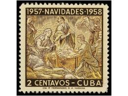 (*) CUBA. Ed.+33ef. 1958. 2 Ctvos. Multicolor. FALTA EL COLOR ROSA Y EL AZUL,  Defecto En Una Esquina. RARO Y No Reseñad - Autres & Non Classés