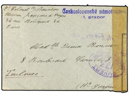 CHECOSLOVAQUIA. 1919. Military Mail Envelope To TOULOUSE Written From PRAGUE (15/7/19) With POZSONY Datestamp And Cancel - Otros & Sin Clasificación