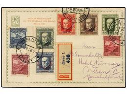 CHECOSLOVAQUIA. Mi.212/15. 1926. BRNO To WIEN. Complete Set On 50 Heller Postal Stationary. Arrival On Reverse. - Altri & Non Classificati