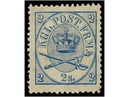 * DINAMARCA. Mi.11A. 1864. 2 Sk. Blue. Light Hinged. Michel.90€. - Other & Unclassified