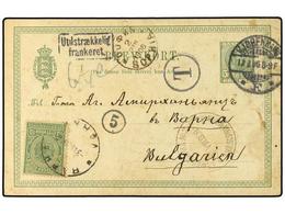 DINAMARCA. 1906. Danish Postal Stationary Card 5 Ore Green Cancelled By KJOBENHAVEN Datestamp, Addressed To BULGARIA, Un - Other & Unclassified