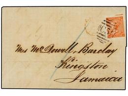 ANTILLAS DANESAS. 1871 (14 March). ST. THOMAS To KINGSTON (Jamaica). Circulated By British 4 D. Orange, Pl. 12 With B.P. - Other & Unclassified