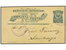 REPUBLICA DOMINICANA. 1895. MONTE CRISTI A SANTIAGO. Entero Postal De 1 Ctvo. Verde. - Otros & Sin Clasificación