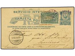 REPUBLICA DOMINICANA. Sc.114. 1901. SAMANA A SUIZA. Entero Postal De 1 Ctvo. Verde Con Franqueo Adicional De 2 Ctvos. Ve - Otros & Sin Clasificación