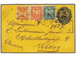 ECUADOR. Sc.15, 19, 20. 1890. GUAYAQUIL A AUSTRIA. Entero Postal De 5 Ctvos. Azul Con Franqueo Adicional De 1 Ctvo. Verd - Otros & Sin Clasificación