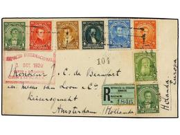 ECUADOR. Sc.223 (2), 224/30. 1920. ECUADOR A HOLANDA. Carta Certificada, Precioso Franqueo, Al Dorso Llegada. - Otros & Sin Clasificación