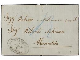 EGIPTO. 1864 (Aug. 2). Cover From MICHALLA To ALEXANDRIA Struck With Very Fine POSTA EUROPEA - MICHALLA Datestamp In Bla - Otros & Sin Clasificación