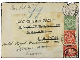 EGIPTO. 1913. MAADI To LONDON.5 Mil. Red Redirected To FRANCE With Great Britain 1/2 P. Green And 1 D. Red Stamps. - Other & Unclassified