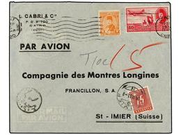 EGIPTO. 1951. CAIRO To SWITZERLAND. 2 Mills. And 40 Mills. Taxed On Arrival With Swiss Stamp Of 15 Cts. - Andere & Zonder Classificatie