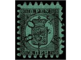 ° FINLANDIA. Mi.6Bx. 1866. 8 P. Black On Green. ABO Cds. Cancel. Fine. Michel.320€. - Other & Unclassified