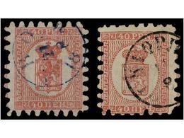 ° FINLANDIA. Mi.9Bx (2). 1866. 40 P. Rose. Two Stamps. Fine. Michel.200€. - Otros & Sin Clasificación