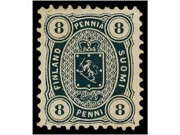 (*) FINLANDIA. Mi.14Ac. 1875. 8 P. Green, Without Gum. Fine. Michel.280€. - Andere & Zonder Classificatie