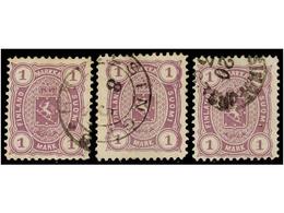 ° FINLANDIA. Mi.19By (3). 1882. 1 Mk. Lilac. Three Used Stamps. Michel.135€. - Andere & Zonder Classificatie