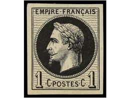 * FRANCIA. Yv.25. 1862. 1 Ctvo. Negro PRUEBA DE COLOR. (Ceres 610€). - Autres & Non Classés