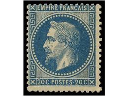 * FRANCIA. Yv.29A. 1868. 20 Cts. Azul Oscuro, Tipo I. MAGNÍFICO EJEMPLAR. Cat. 425€. - Other & Unclassified