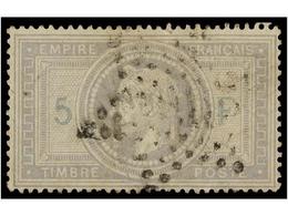 ° FRANCIA. Yv.33. 1867. 5 Fr. Gris. Muy Bonito Ejemplar. Yvert.1.100€. - Other & Unclassified