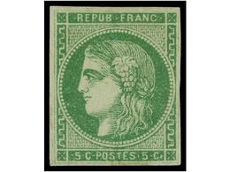 * FRANCIA. Yv.42B. 1870. 5 Cts. Green. Fresh Colour, Complete Margins. Yvert.350€. - Other & Unclassified